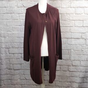 Women's Long Cardigan Sweater Burgundy Size large